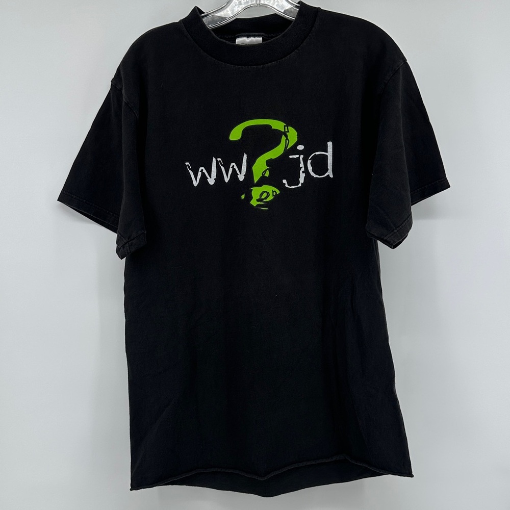 Vintage WWJD totally catholic Tultex Black Graphic Tee 90s 2000s Men’s Large